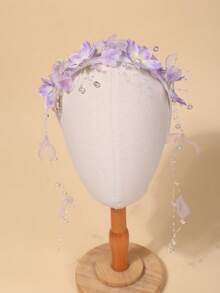 1 peça de véu vintage elegante roxo com borla para a cabeça, adequado para casamentos, festas, corridas, como acessório de cabelo, festivais e aniversários. - Roxo Malva - Ver 5