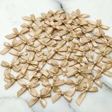 50pcs/Pack 4cm Satin Ribbon Bows, Multi-Color Options, Suitable For Gift Wrapping And Making Hair Clips/Accessories - Champagne - View 4