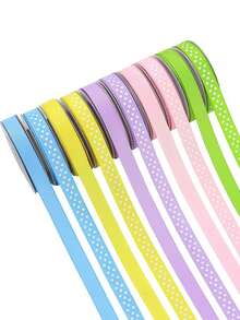 1 Rolo de Corda de Juta Grossa para Páscoa, Fita de Bolinhas e Fita Lisa Combinada, Ideal para Decoração de Páscoa, Embrulho de Presentes, Artesanato, Amarrações, Acessórios de Cabelo e Decoração em Geral. - Multicolorido - Ver 7