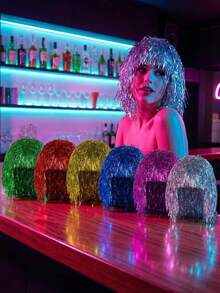 2026 New Vibrant Rainbow Tassel Bob Wig For Women - Heat Resistant Synthetic Wigs With Breathable Plastic Wig Cap, Perfect For Rave, Cosplay, Halloween & Makeup Events - Lightweight & Fashion Style - Multicolor - View 3