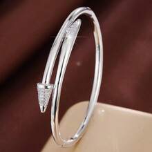 1pc Minimalist Arrow Shaped Design Cubic Zirconia Inlaid Women Bracelet - Multicolor - View 11