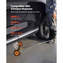 16" Pressure Washer Undercarriage Cleaner, Stainless Steel Surface Cleaner For Pressure Washer, 4000 Max PSI, Angle Adjustment Gear, 4 Spray Nozzles, 2 Extended Wands For Driveway, Patio, Deck - Long pole version 16 inch - 查看 3