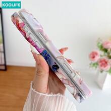 Ốp lưng điện thoại Koolife 1 chiếc họa tiết hoa hồng màu hồng, chất liệu PC+TPU chống sốc, họa tiết hoa óng ánh, bề mặt bóng, chống trầy xước, tương thích với Apple 17/17pro/17promax/16/15/14/13 - Hoa hồng màu hồng - Xem 4