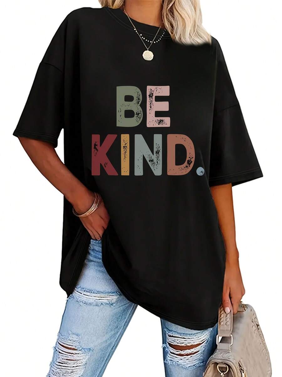 Talla Grande - Talla Grande - Camiseta de Manga Corta con Cuello Redondo Estampado BELIND