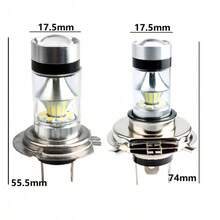 2个100W H4/H7超亮20-LED汽车日间行车灯、雾灯，6000K白光、3000K黄光、8000K蓝光汽车前大灯、远近光灯泡 - 100瓦 - 查看 3