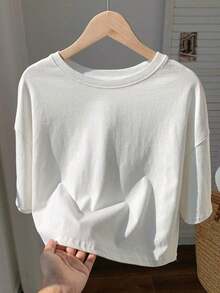 Off-The-Shoulder Cropped T-Shirt - White - View 7