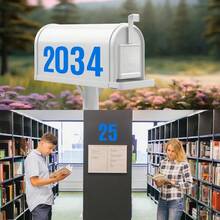 6 Sheets Mailbox Numbers Stickers 60 Pieces 4 Inch Waterproof Viny Self Adhesive House Number Decals Anti Fading Number Signs Signs Home Doors Business Address Number Residence (Blue) - Blue - View 4
