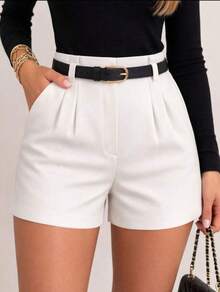 Set Of 3 Elegant Women's Tailored Shorts With Belt - 藍/白/黑 - 查看 3