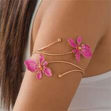 BMOR 1pc Iron Alloy Double-Head Enamel Glazed Floral Open Bangle, Minimalist And Elegant Design, Suitable For Mother's Day Gift, Parties, And Everyday Wear - Flower - View 6