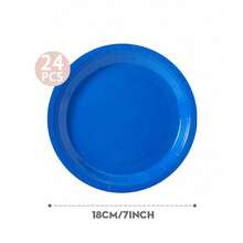 Navy Blue Disposable Paper Plates & Napkins, Serving Set For 24 Guests, Suitable For Birthdays, Weddings, Parties, Picnics - Royal Blue - View 13