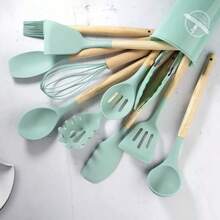 木柄硅胶烹饪用具，耐热厨房硅胶打蛋器 - 彩色 - 查看 9