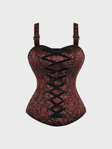 Corset Top Steampunk Pirate Corset For Women Renaissance Gothic Bodice Corsets - 棕色 - 查看 4
