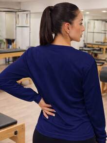Women's Dry Fit Long Sleeve Basic T-Shirt, Lightweight And Comfortable - 海洋 - View 2