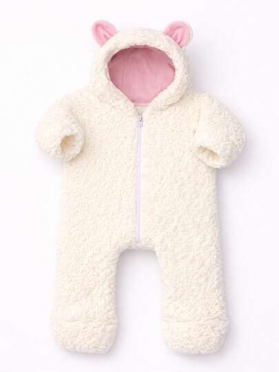 Maribaby Linens Macacão Bebê Menino e Menina Ursinho Sherpa Pele de Carneiro Infantil Quentinho Soft