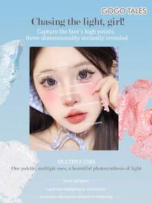 GOGO TALES Solid Color Highlighter Palette, Refined Shimmery Pearl Texture, Smooth Application, Long-Lasting, Enhances Facial Contours, Multi-Colored Highlighter, Suitable For Beginners, GOGOTALES - G04# Dawn Movement - View 5