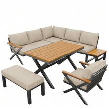Modular Outdoor Seating Set With Modern Design - Beige - View 8