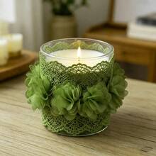 1m/Paquete de cinta de tela de encaje de gasa, accesorio de ropa, cinta decorativa floral, base de tela no tejida - Verde Oliva - Ver 4