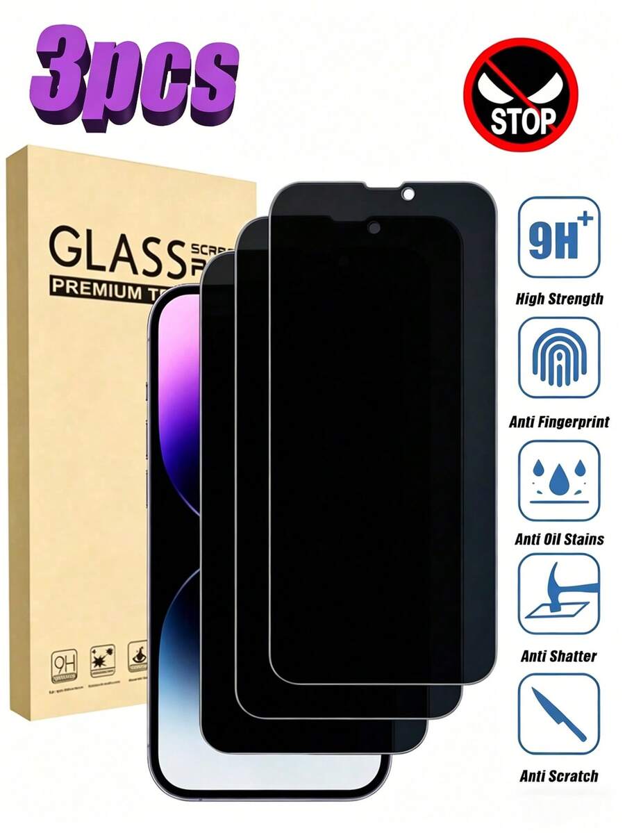 2片裝粉色螢光防窺螢幕保護貼,適用於 iPhone 15,氣墊螢光設計,易於安裝,可搭配手機殼使用,提供夜間照明與隱私保護,相容 iPhone 17 Pro Max/17 Pro/17 Air/17/16/15 Pro Max/15 Pro/15 Plus/15/14/13/12,手機配件,日常必需品 - 黑色 - 查看 1