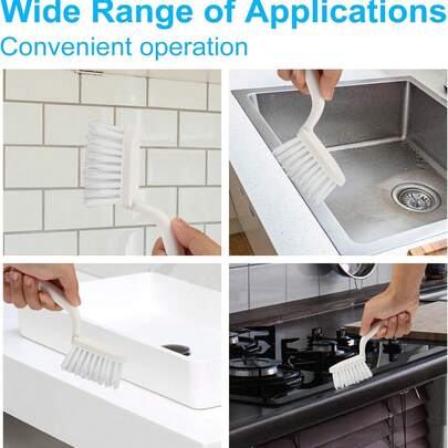 Curved Design Cleaning Brush, Small Nylon Bristle Crevice Brush, Suitable For Kitchen Sink, Bathroom Tiles, Window Tracks, Hard To Reach Corners