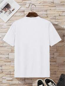 Men's T-Shirt With Alien Letter Print - Putih - View 2