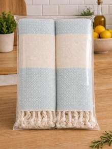 %100 Cotton Kitchen Towel 40x100cm 2pcs - Highly Absorbent, Soft Texture, Stylish MADE IN TURKEY - Pastel Green - View 5
