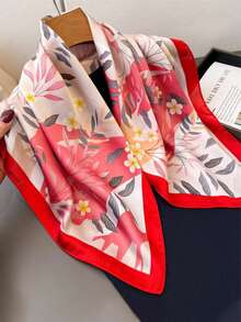1pc New Countryside Style Ditsy Floral Neckerchief, Headscarf, Silk Scarf - Multicolor - View 11