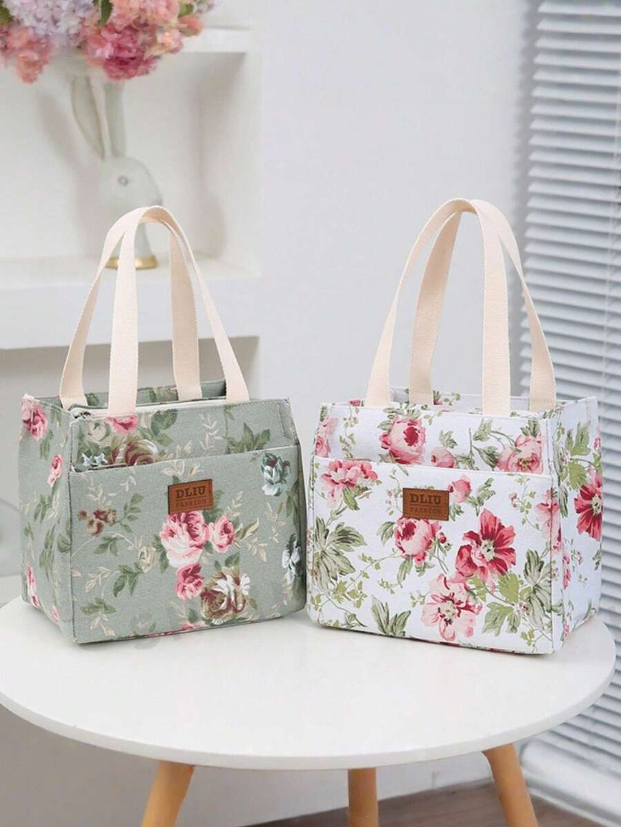 1 Printed Lunch Bag Handheld Ice Pack Insulated Bag Waterproof Insulated Lunch Box Bag - Multicolor - View 1