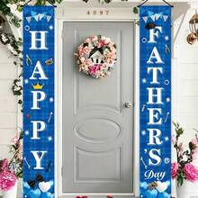 2pcs Father's Day Couplet, Designed With Colorful Flags And Blue Patterns. Suitable For Father's Day Decoration And Surprise Layout. Can Be Hung Indoors And Outdoors, In The Yard, Corridor, Balcony, Bedroom, Etc. - Multicolor - View 7