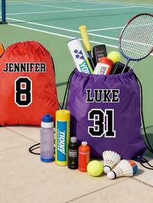 1/3/5pcs Customized Personalized Popular Best-Selling Drawstring Backpack With Name And Number, Personalized Sports Backpack, Suitable For Gym, Basketball Team, Sports, School, Outdoor Activities, Back To School Gift, Casual Sports Large Capacity Bag - Multicolor - View 8