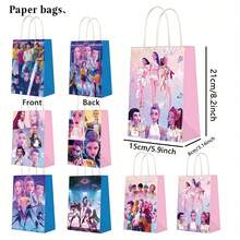 DOBBLE 6 túi giấy quà tặng in hình nhân vật K-POP D-Emon H-Unters, túi quà tặng theo chủ đề thần tượng, phụ kiện đóng gói quà tặng buổi gặp gỡ người hâm mộ. - Nhiều màu - Xem 1