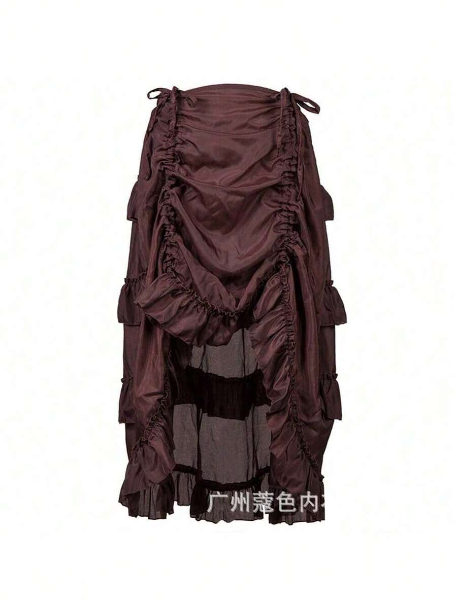 New Modern Dance Performance Skirt For Women, Hip-Hop, Street Dance, Halloween, Dance, Stage Half-Skirt, Pirate Skirt, Women's Costume - Brown - View 1