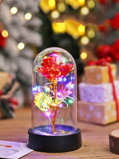 1 chiếc đèn bàn trang trí hình hoa hồng mạ vàng nhiều màu sắc, trang trí nhà cửa cho phòng ngủ, trang trí Ngày của Mẹ, đám cưới, quà tặng Ngày của Mẹ, đèn ngủ trang trí đám cưới LED