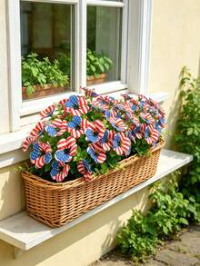 Red White Blue Artificial Eucalyptus & Violet Flowers For July 4th Independence Day Decor, FauxFlowers ,Faux Plants, Home Decor, Wedding Decorations, Wedding Accessories, Bedroom Ornaments, Table Centerpieces, Gifts For Best Friends, Room Decor - Multicolor - View 8