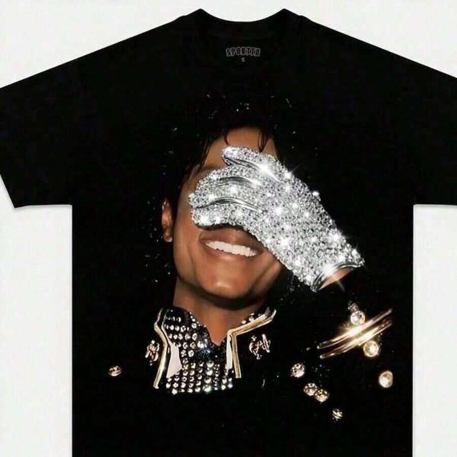 M.Ichael J.Ackson Glove Pattern T-Shirt 90s Vintage Style Men's & Women's Graphic T-Shirt | Casual Summer Cotton Tee | Unisex Top,Classic Unisex Graphic T‑Shirt Perfect For Everyday Wear, Holidays And Summer Outings. Soft, Lightweight And Comfortable Cotton Day Comfort. Stylish Casual Design Ideal For Men And Women,Crew Neck T-Shirt,Gym Top,Spring, Top,Work Wear,Office Wear,Easter,Holiday Season,Graduation Season YFQS-Vintage Street Style Unisex Loose Cotton Short Sleeve Crew Neck T-ShirtMen Women T-Shirt Print Tee,Sommer,Sommer Outfit Damen,Sommer Tops,Muttertag,Festival,Sport,Urlaub,Tops Damen - 黑色 - 查看 1