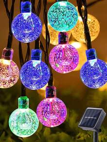 100 piezas Luces solares de jardín con bola de cristal LED, 8 modos de iluminación - Cálido & Colorido, Perfecto para jardín, decoración de jardinería de patio y decoración de fiesta de vacaciones, Luces solares de jardín IP44, Decoración esencial de jardín al aire libre Decoración de Halloween - A - Ver 7