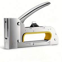 1pc 1008f Nail Gun, Heavy Duty Nail Gun, Manual Nail Gun, Suitable For 13/4-6-8 Brads, All Steel Nail Gun, Applicable For Indoor Decoration, Material Repair, Woodworking, Decoration, General Furniture Maintenance, Crafts Making - Silver - View 1
