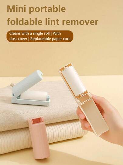 1 pieza Quitapelusas mini plegable con tapa antipolvo para evitar el enganche accidental, incluye papel adhesivo angulado reemplazable. Compacto y plegable 180 grados para una fácil portabilidad. Adecuado para ropa, pelo de mascotas, polvo y cabello. Un artículo esencial para viajes, hogar, oficina, citas y un regalo pensado.