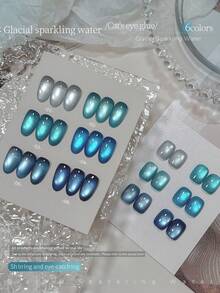 XEIJAYI 6支/套 15ml 蓝色系列猫眼凝胶指甲油套装，半永久美甲沙龙 UV LED DIY 美甲凝胶 - 彩色 - 查看 11