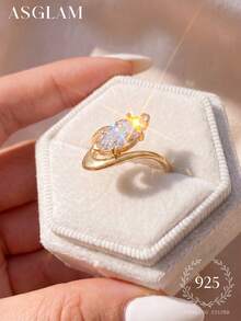 1 buah Cincin Serbaguna Batu Mata Kucing Perak Sterling 925, Cocok untuk Pemakaian Sehari-hari Wanita, Upacara Pernikahan, Hadiah untuk Pacar. - mata kuda bergelombang - View 4