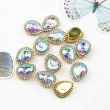 10-50pcs Oval Rhinestone Rings, Sewing Rhinestones For Clothing, Hats, Shoes, Bags, Accessories, Colorful Set, Sparkling Decoration For Wedding, Party, Jewelry Making, Teacher's Day, Mother's Day Gifts - Multiple Styles - View 10