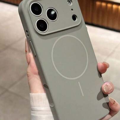 1 Ốp lưng điện thoại từ tính tối giản bằng silicon lỏng mờ, dành cho iPhone 17 Air 16 15 14 13 12 Pro Max Plus, hỗ trợ sạc không dây, mặt lưng silicon mềm mại.