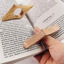1pc Wooden Texture Page Holder Ring, Prevents Page Curling, Frees Hands For Reading Textbooks, Novels, Journals, Smooth Tactile Feel, Suitable For Students Back To School Reading Scenarios. Circular Design Fits Finger, Single-Handed Easy Page Fixation, Prevents Book Rebound And Curling. - A - View 2