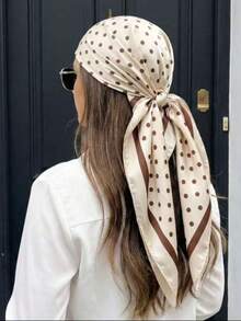 Pañuelo retro de lunares, pañuelo cuadrado bohemio, diadema de protección solar para mujeres para viajes/playa, adecuado para vacaciones/uso diario, festivales, cumpleaños - lunares - Ver 2