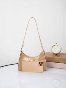Crocodile Embossed Women's Shoulder Bag, Suitable As A Gift For Girlfriend - Camel - View 3