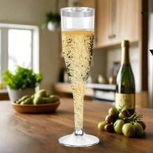 8|20|60 pezzi Bicchieri da champagne con bordo argentato, bicchieri da cocktail a stelo lungo con glitter, adatti per bevande e bevande in polvere, bicchieri da cocktail riutilizzabili trasparenti da 4,5 once, adatti per feste, matrimoni e grandi eventi, forniture per feste della Festa della Mamma e della Festa del Papà, forniture per lauree e ritorno a scuola - Visualizzare 6