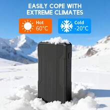 Portable 800A Peak Car Jump Starter, 12V Emergency Battery Booster W/ 6400mAh Power Bank Function, LED Flashlight/Strobe/SOS Light, USB & Type-C Charging Ports, Intelligent Protection Against Reverse Polarity/Short Circuit, Anti-Misoperation - Standard Wire Clip - Black - View 7