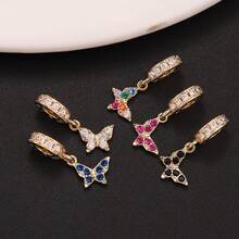 5pcs Diamond Inlaid Butterfly Shaped Pendant Diy Jewelry Making Accessories - Yellow Gold - View 11