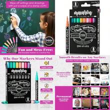 Loddie Doddie - Rotuladores gis líquida fina paquete 8 de macarón - Bolígrafo de gis y detalles de alta precisión - Tinta borrable de bajo olor para pizarrón - Colores pastel macaron - Ver 1