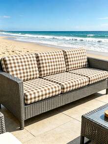 1 chiếc vỏ đệm sofa ngoài trời mùa hè in họa tiết, họa tiết kẻ caro nâu tươi mát, kiểu dáng tối giản, co giãn cao, chống bụi, có thể tháo rời và giặt được, phù hợp cho phòng khách và phòng ngủ. - Nhiều màu - Xem 1