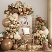 99pcs Brown Balloon Arch Decoration Kit, Neutral Brown, Gold And Beige Balloons, Suitable For Boy/Girl Birthday Party, Bear Theme Baby Shower Or Bridal Shower Decor - Brown - View 1
